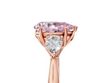 Rose gold Three-Stone Fancy Pink Pear Cut Brilliant Diamond Solitaire Ring with Tapered Band and Four-Prong Setting_8