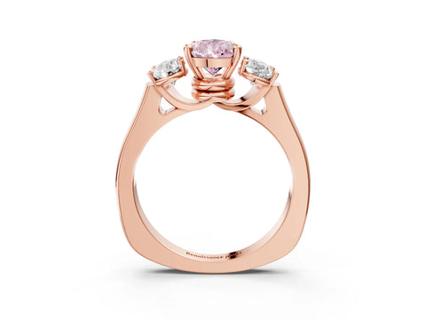 Rose gold Three-Stone Fancy Pink Pear Cut Brilliant Diamond Trellis Ring with Comfort Fit Band_3