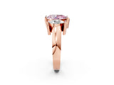 Rose gold Three Stone Fancy Pink Pear Cut Cut Channel Set Diamond Ring_2