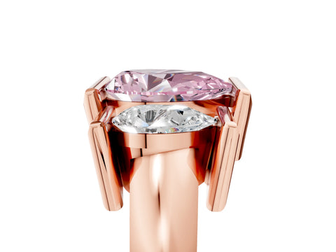Rose gold Three Stone Fancy Pink Pear Cut Cut Channel Set Diamond Ring_5