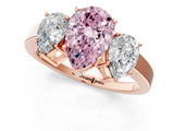 Rose gold Three-Stone Fancy Pink Pear Cut Cut Diamond Engagement Ring with Flat Band and Four-Prong Setting_13