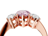 Rose gold Three-Stone Fancy Pink Pear Cut Cut Diamond Engagement Ring with Flat Band and Four-Prong Setting_16