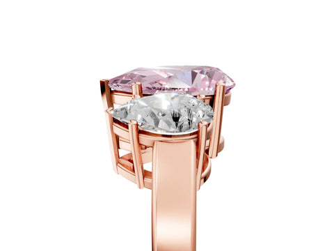 Rose gold Three-Stone Fancy Pink Pear Cut Cut Diamond Engagement Ring with Flat Band and Four-Prong Setting_17