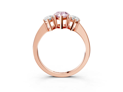 Rose gold Three-Stone Fancy Pink Pear Cut Cut Diamond Engagement Ring with Flat Band and Four-Prong Setting_3