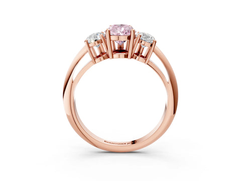 Rose gold Three-Stone Fancy Pink Pear Cut Cut Diamond Engagement Ring with Prong Setting on a White Gold Band_3