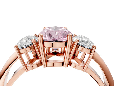 Rose gold Three-Stone Fancy Pink Pear Cut Cut Diamond Engagement Ring with Prong Setting on a White Gold Band_4