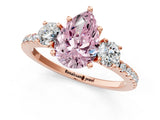 Rose gold Three-Stone Fancy Pink Pear Cut Cut Diamond Pavé Band with Prong Setting_16