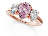 Rose gold Three-Stone Fancy Pink Pear Cut Cut Diamond Ring with Channel Set Band and Four-Prong Setting_1