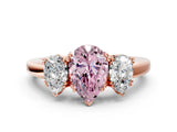 Rose gold Three-Stone Fancy Pink Pear Cut Cut Diamond Ring with Channel Set Band and Four-Prong Setting_24