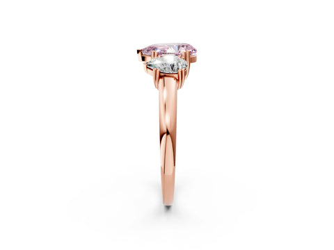 Rose gold Three-Stone Fancy Pink Pear Cut Cut Diamond Ring with Channel Set Band and Four-Prong Setting_2