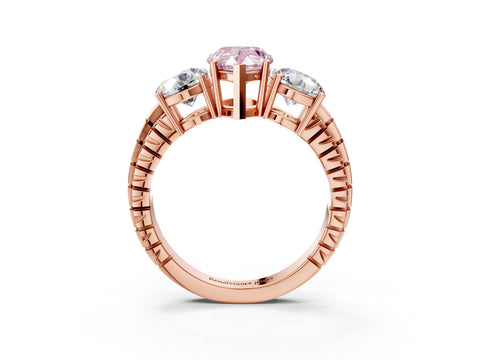 Rose gold Three-Stone Fancy Pink Pear Cut Cut Diamond Ring with Channel-Set Band and Prong Setting_3