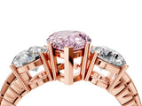 Rose gold Three-Stone Fancy Pink Pear Cut Cut Diamond Ring with Channel-Set Band and Prong Setting_4