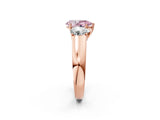 Rose gold Three-Stone Fancy Pink Pear Cut Cut Diamond Ring with Prong Setting and Classic Band_2