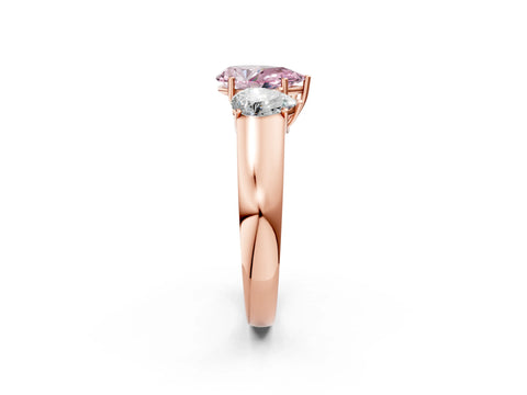 Rose gold Three-Stone Fancy Pink Pear Cut Cut Diamond Ring with Prong Setting and Classic Band_2