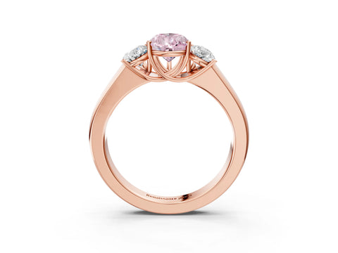 Rose gold Three-Stone Fancy Pink Pear Cut Cut Diamond Ring with Prong Setting and Classic Band_3