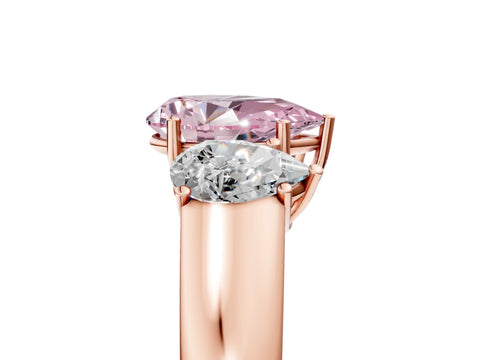 Rose gold Three-Stone Fancy Pink Pear Cut Cut Diamond Ring with Prong Setting and Classic Band_5