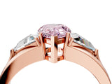Rose gold Three-Stone Fancy Pink Pear Cut Cut Diamond Ring with Trillion Side Stones on a Split Shank Band_4