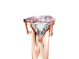 Rose gold Three-Stone Fancy Pink Pear Cut Cut Diamond Ring with Trillion Side Stones on a Split Shank Band_5