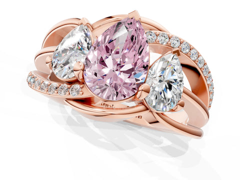 Rose gold Three-Stone Fancy Pink Pear Cut Cut Diamond Split Shank Prong Set Ring_1