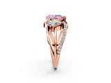 Rose gold Three-Stone Fancy Pink Pear Cut Cut Diamond Split Shank Prong Set Ring_2