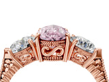 Rose gold Three-Stone Fancy Pink Pear Cut Cut Milgrain Band Prong Setting Ring_4