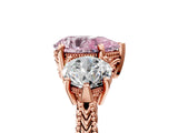 Rose gold Three-Stone Fancy Pink Pear Cut Cut Milgrain Band Prong Setting Ring_5