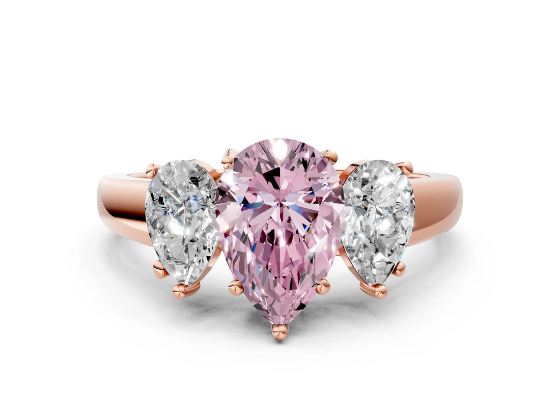 Rose gold Three-Stone Fancy Pink Pear Cut Cut Solitaire Ring with Classic Prong Setting