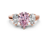 Rose gold Three-Stone Fancy Pink Pear Cut Cut Solitaire Ring with Classic Prong Setting