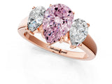 Rose gold Three-Stone Fancy Pink Pear Cut Cut Solitaire Ring with Classic Prong Setting_1