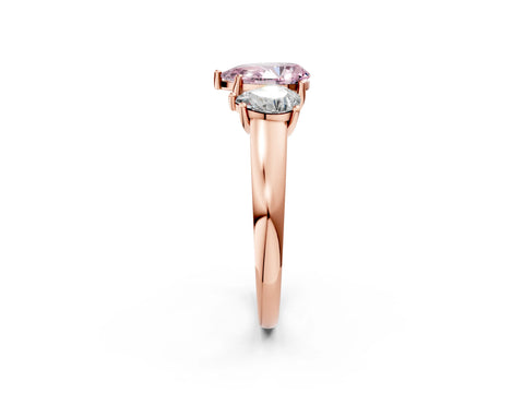 Rose gold Three-Stone Fancy Pink Pear Cut Cut Solitaire Ring with Classic Prong Setting_2