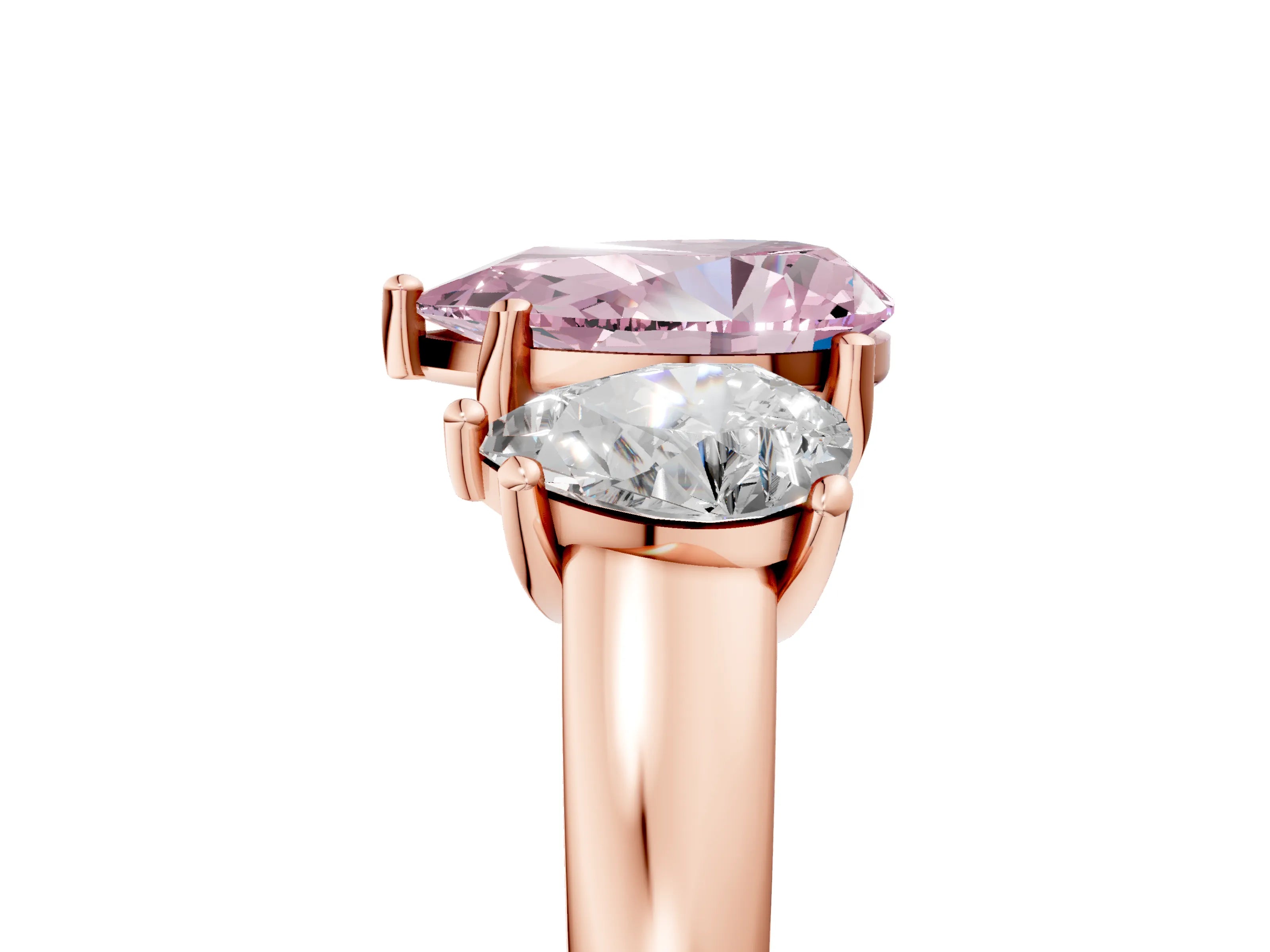 Rose gold Three-Stone Fancy Pink Pear Cut Cut Solitaire Ring with Classic Prong Setting_5