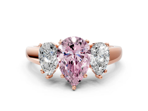 Rose gold Three-Stone Fancy Pink Pear Cut Cut Solitaire Ring with Classic Prong Setting