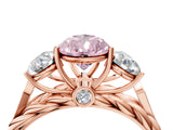 Rose gold Three-Stone Fancy Pink Pear Cut Diamond Braided Band Ring with Four-Prong Setting_44