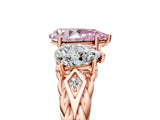 Rose gold Three-Stone Fancy Pink Pear Cut Diamond Braided Band Ring with Four-Prong Setting_45