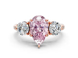 Rose gold Three-Stone Fancy Pink Pear Cut Diamond Channel Set Engagement Ring with Prong Setting_12