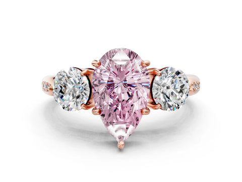 Rose gold Three-Stone Fancy Pink Pear Cut Diamond Channel Set Engagement Ring with Prong Setting_12