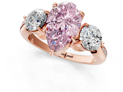 Rose gold Three-Stone Fancy Pink Pear Cut Diamond Channel Set Engagement Ring with Prong Setting_13