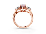 Rose gold Three-Stone Fancy Pink Pear Cut Diamond Channel Set Engagement Ring with Prong Setting_15