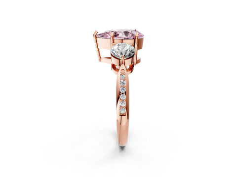Rose gold Three-Stone Fancy Pink Pear Cut Diamond Channel Set Engagement Ring with Prong Setting_2