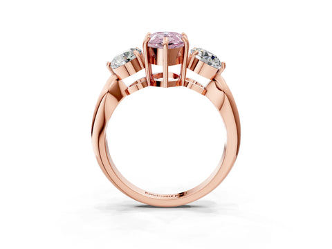 Rose gold Three-Stone Fancy Pink Pear Cut Diamond Channel Set Engagement Ring with Prong Setting_3