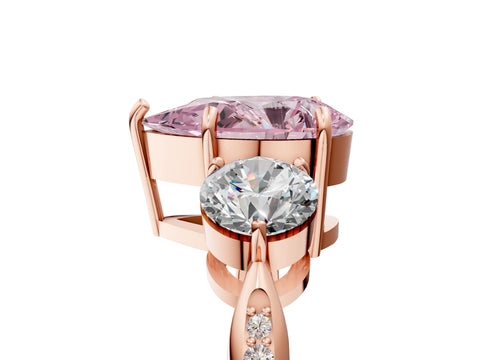 Rose gold Three-Stone Fancy Pink Pear Cut Diamond Channel Set Engagement Ring with Prong Setting_5