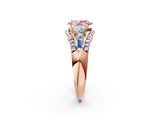 Rose gold Three-Stone Fancy Pink Pear Cut Diamond Engagement Ring with Pave Band and Prong Setting_2