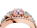 Rose gold Three-Stone Fancy Pink Pear Cut Diamond Engagement Ring with Pave Band and Prong Setting_4