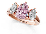 Rose gold Three-Stone Fancy Pink Pear Cut Diamond Engagement Ring with Prong Setting_4