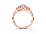 Rose gold Three-Stone Fancy Pink Pear Cut Diamond Engagement Ring with Prong Setting_6
