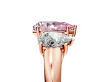 Rose gold Three-Stone Fancy Pink Pear Cut Diamond Engagement Ring with Prong Setting_8