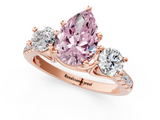Rose gold Three-Stone Fancy Pink Pear  Cut Diamond Pavé Band with Four-Prong Setting_29