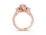 Rose gold Three-Stone Fancy Pink Pear  Cut Diamond Pavé Band with Four-Prong Setting_31