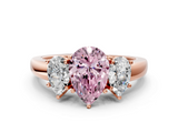 Rose gold Three-Stone Fancy Pink Pear  Cut Diamond Ring with Channel-Set Band and Four-Prong Setting_49