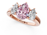 Rose gold Three-Stone Fancy Pink Pear  Cut Diamond Ring with Channel-Set Band and Four-Prong Setting_50